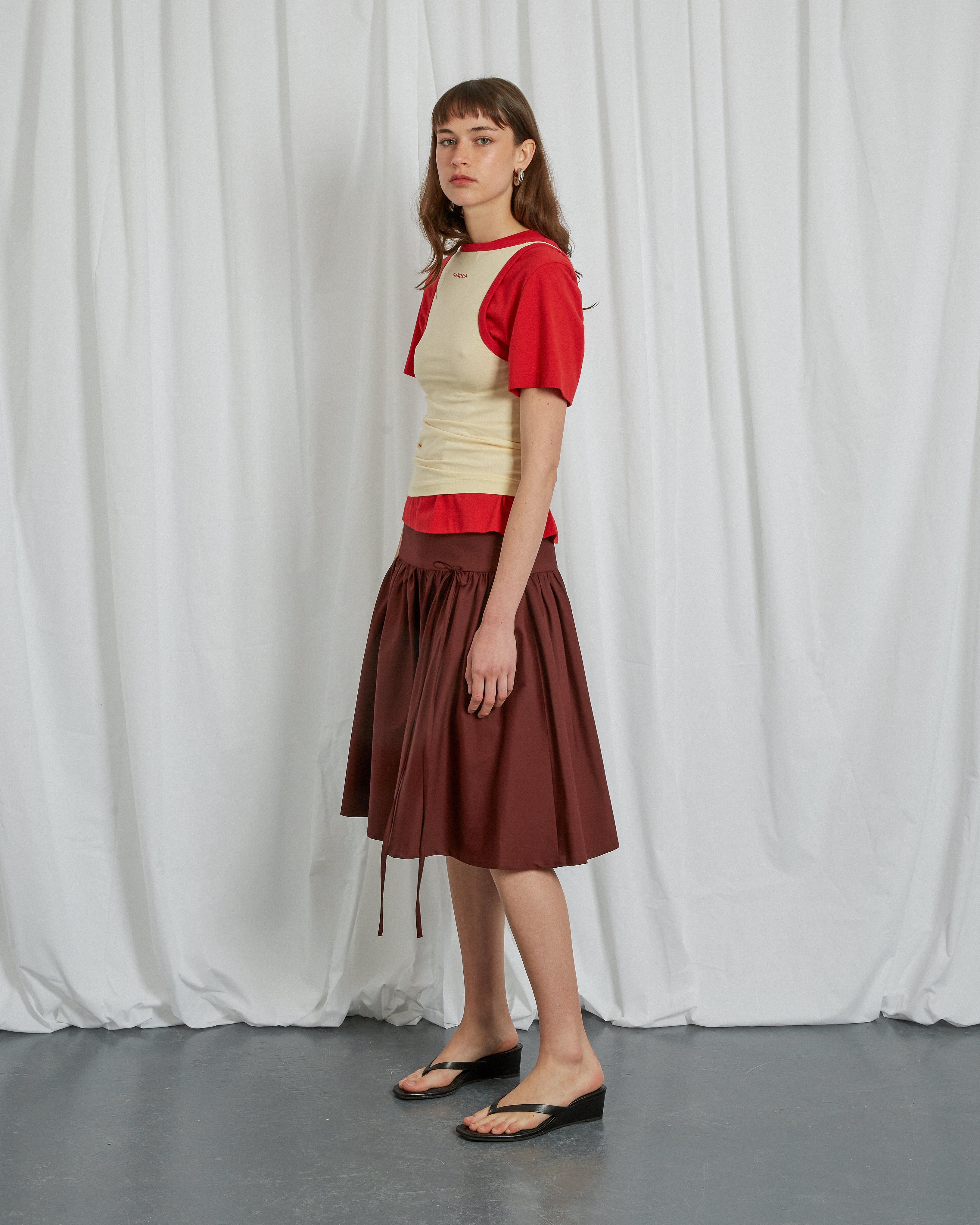 BURGUNDY MIDI SKIRT - Image 3
