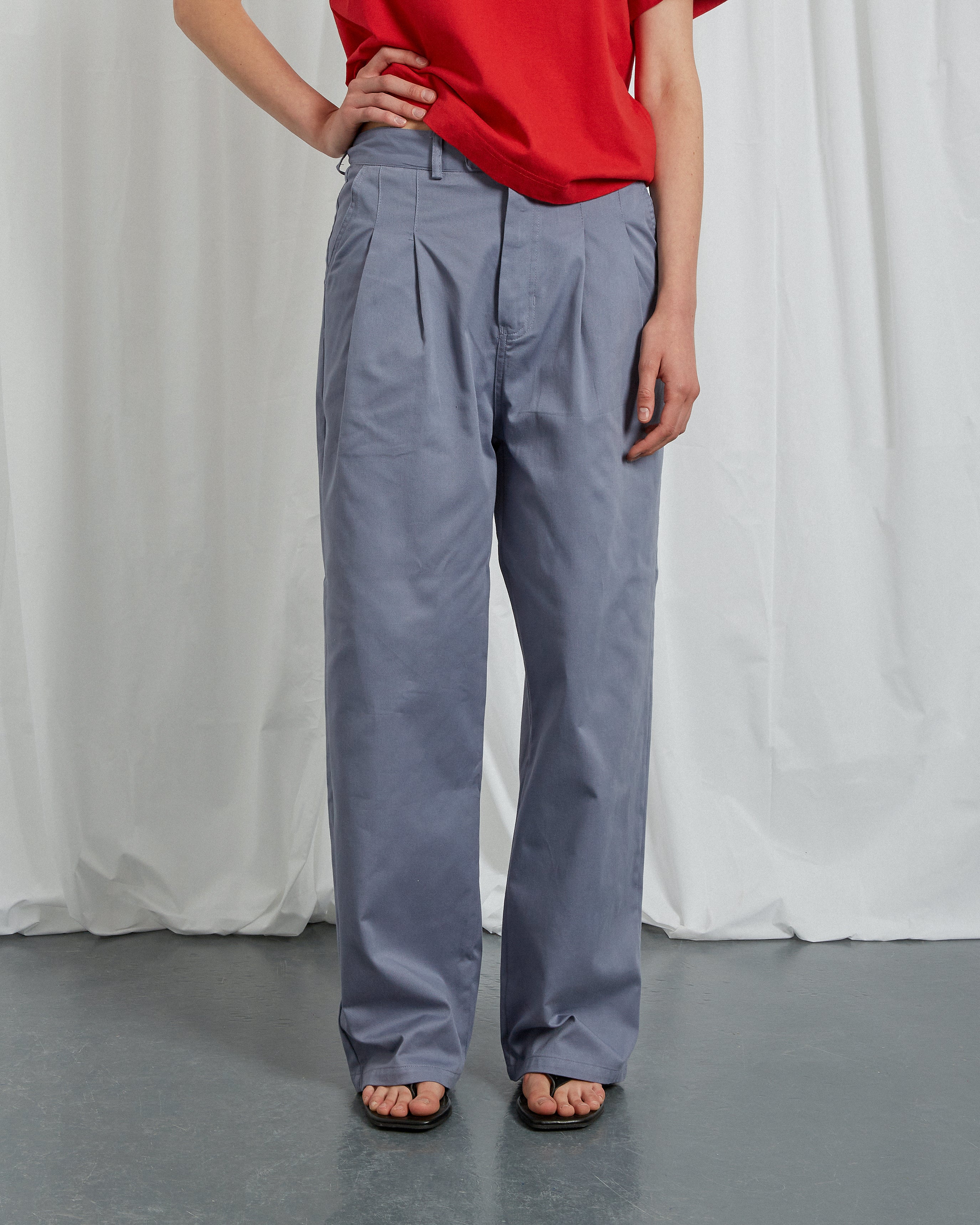 BLUE-GREY PLEATED TROUSERS - Image 4