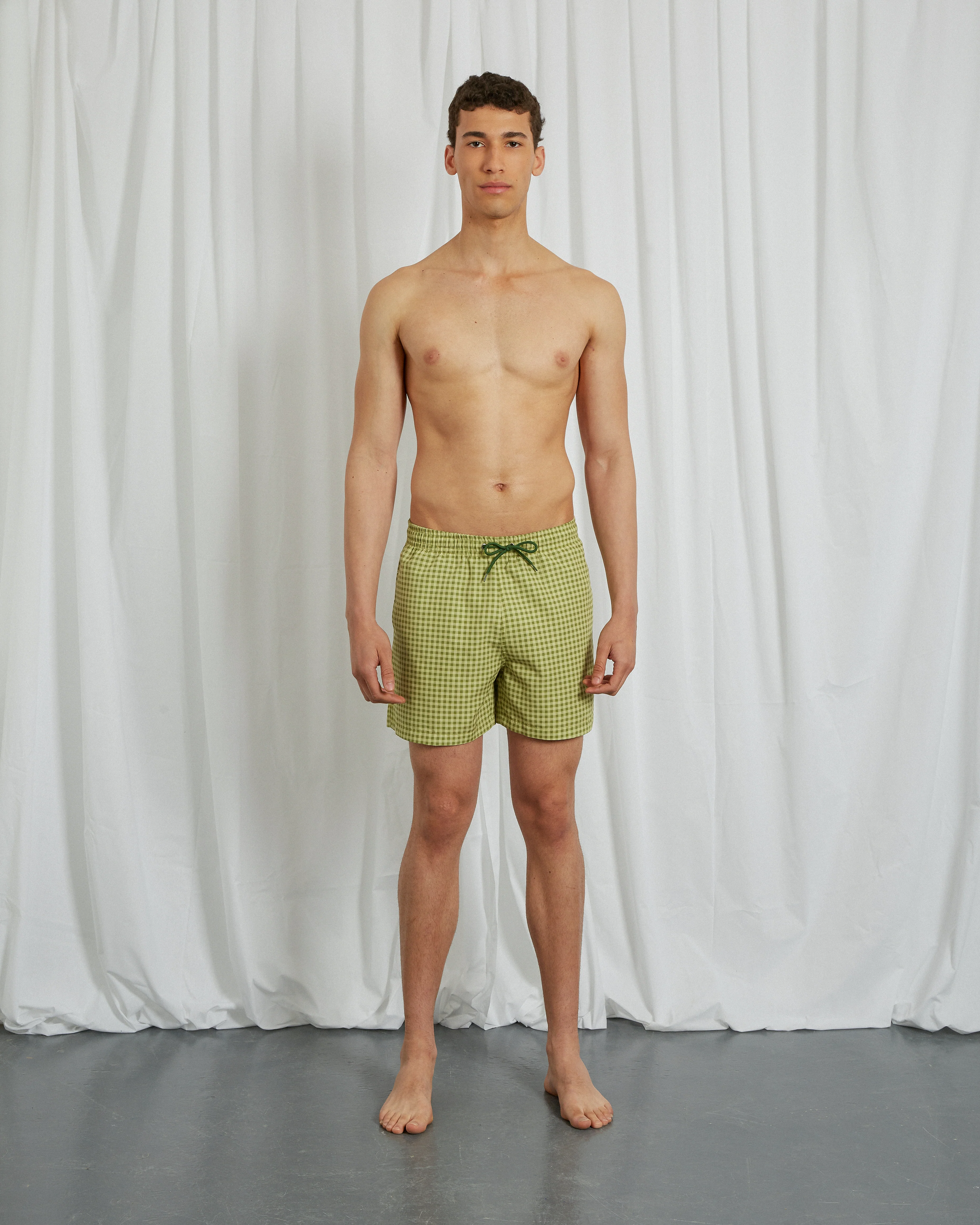 GREEN VICHY SWIM SHORTS - Image 3