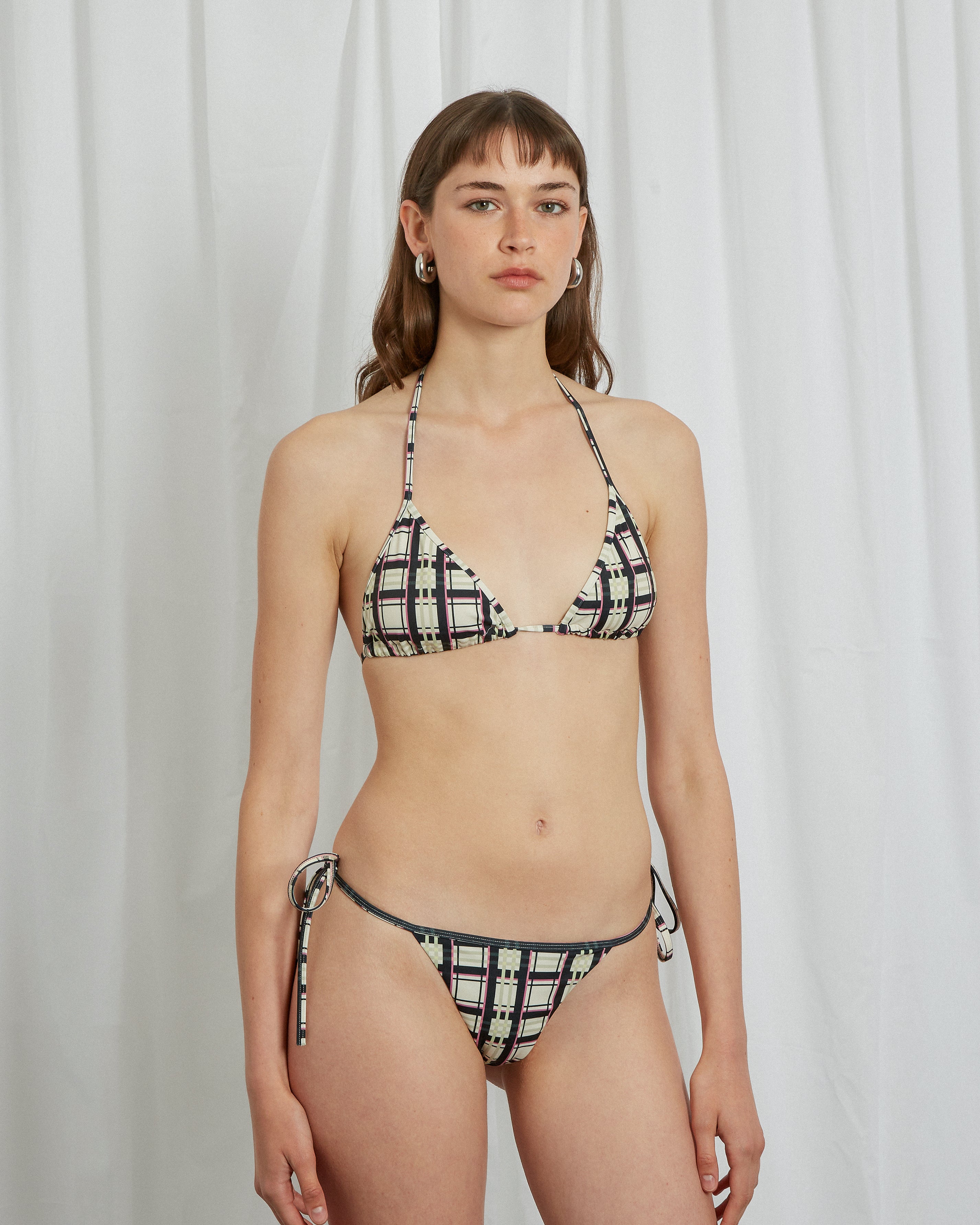 TARTAN BIKINI TOP BEIGE - Image 3