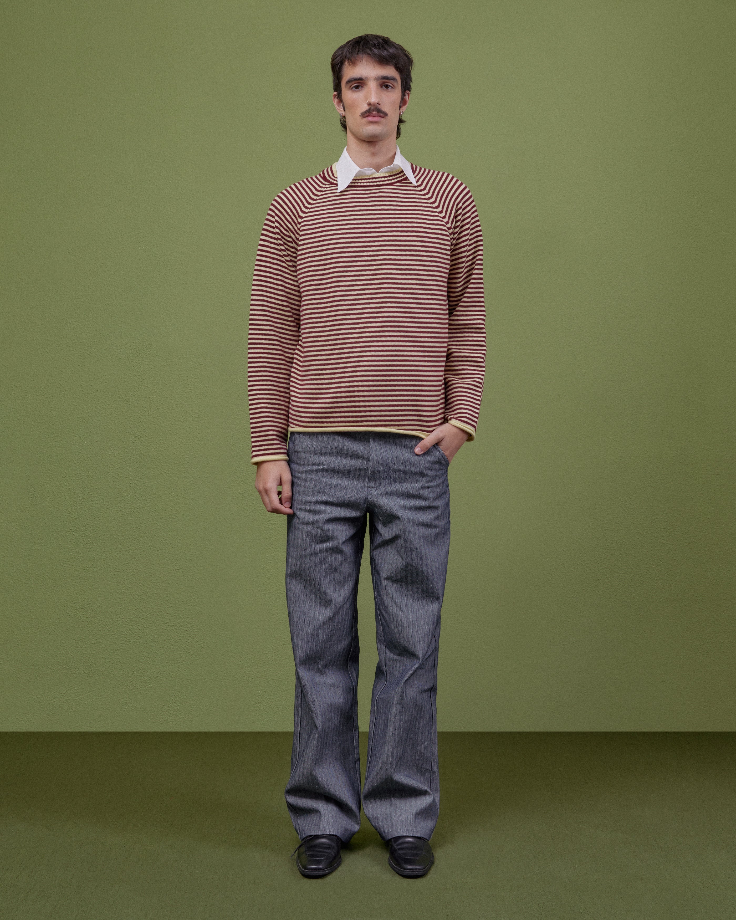 YELLOW & PLUM STRIPED WOOL SWEATER - Image 3