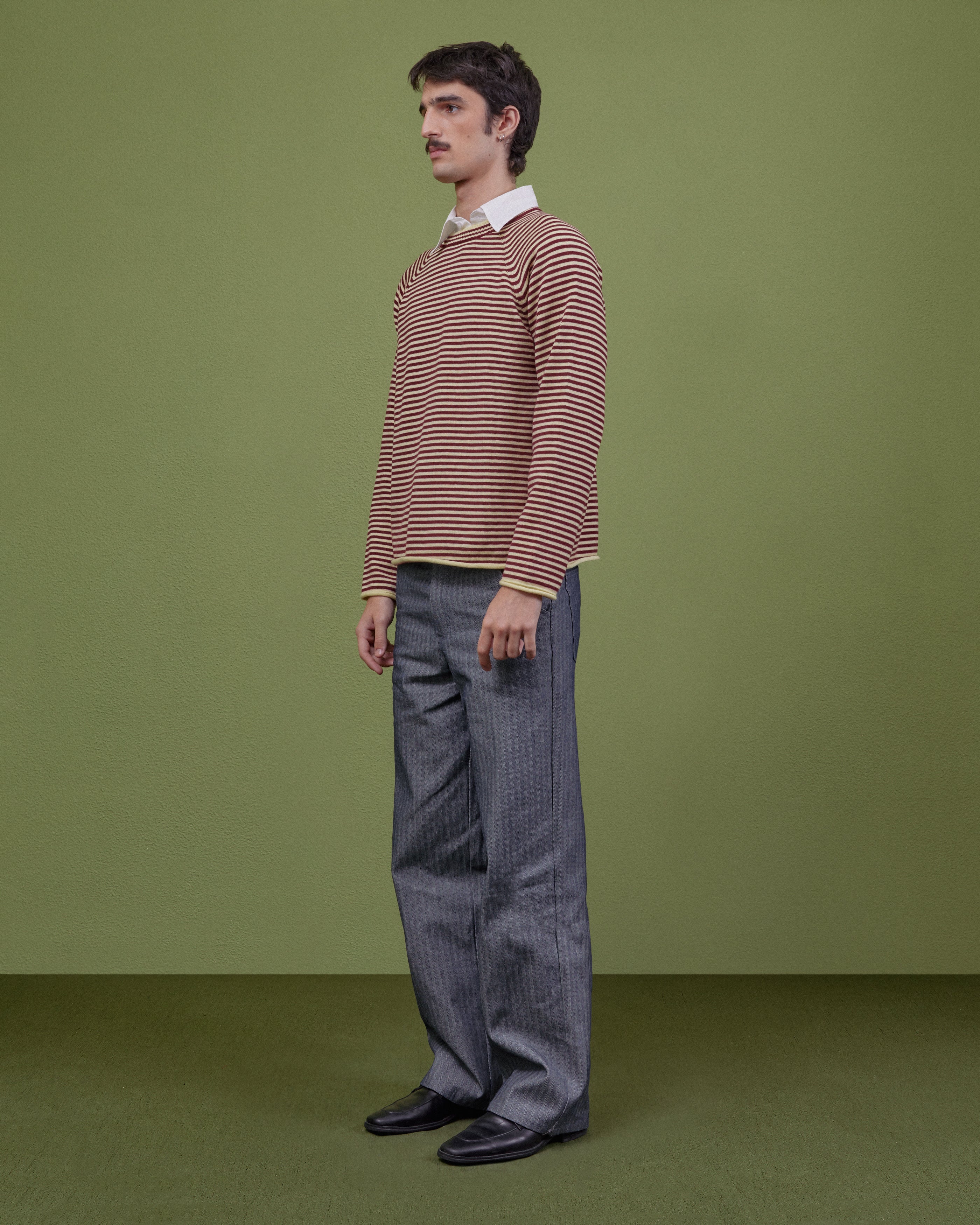 YELLOW & PLUM STRIPED WOOL SWEATER - Image 4
